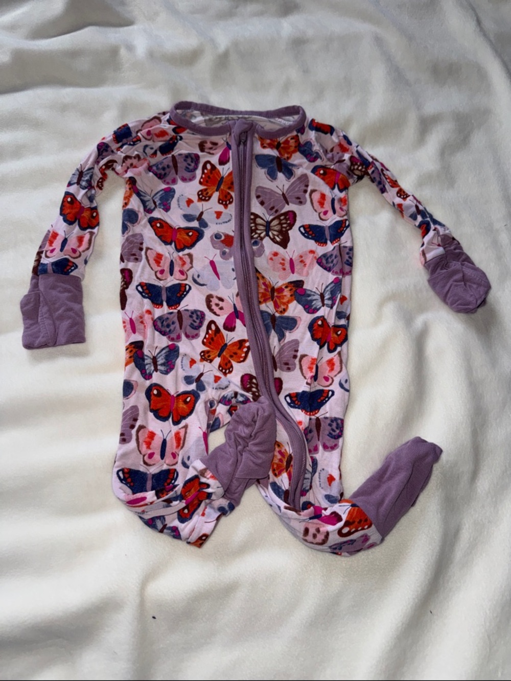 Little Sleepies Purple Butterfly Print Baby One-Piece Zippy 0/3 months